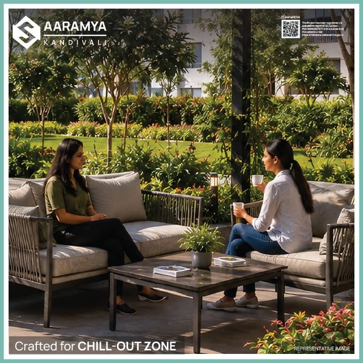 Rooftop garden and sit-out seating at Sayba Aaramya, Kandivali West