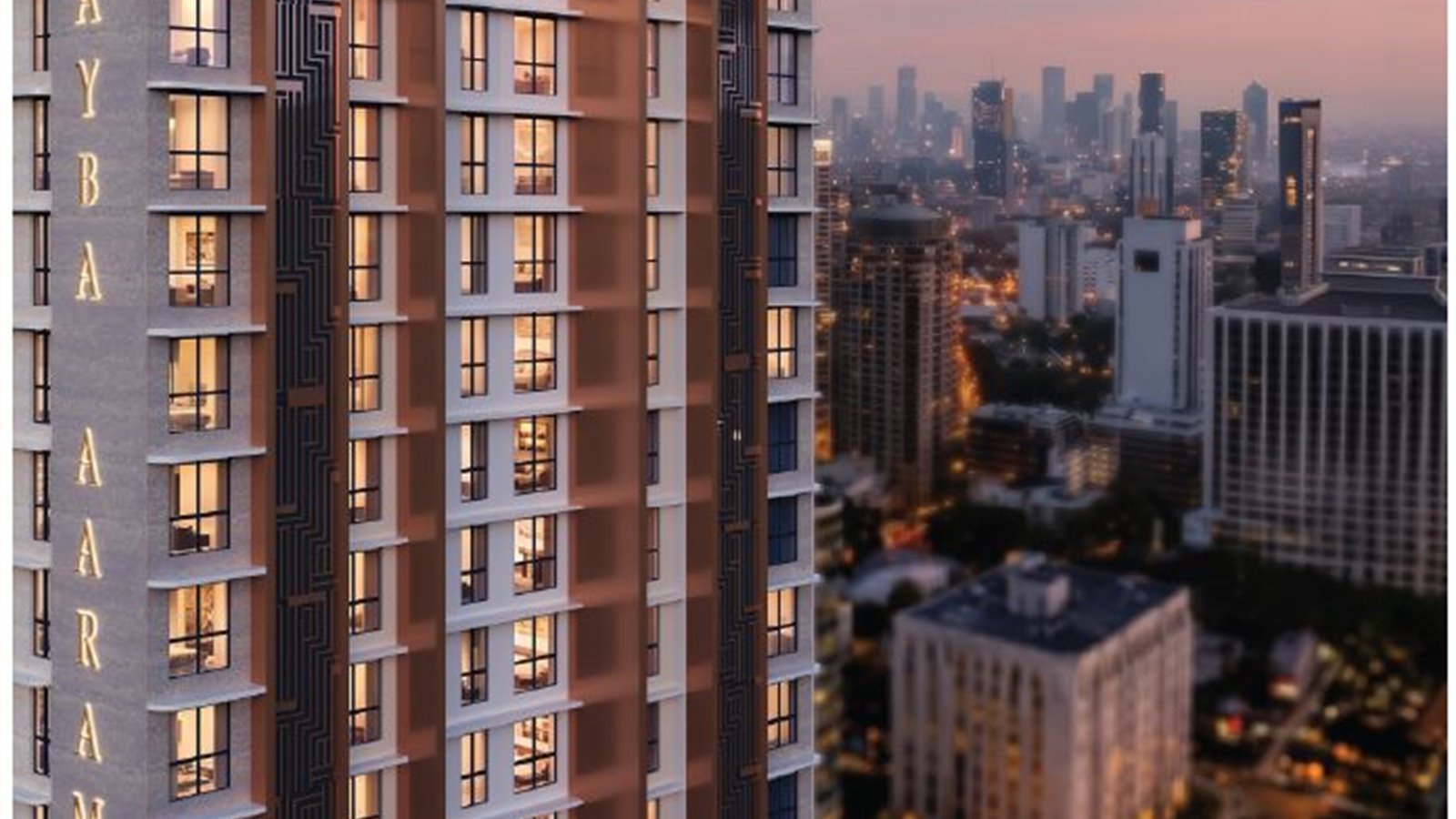 Sayba Aaramya against the Kandivali skyline at dusk (artist's impression)